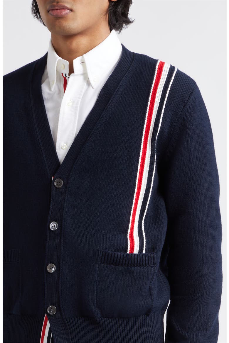 Stripe Cotton Cardigan, Alternate, color, NAVY