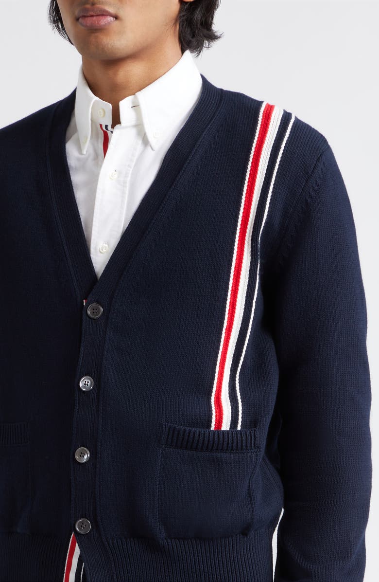 Thom Browne Stripe Cotton Cardigan, Alternate, color, 