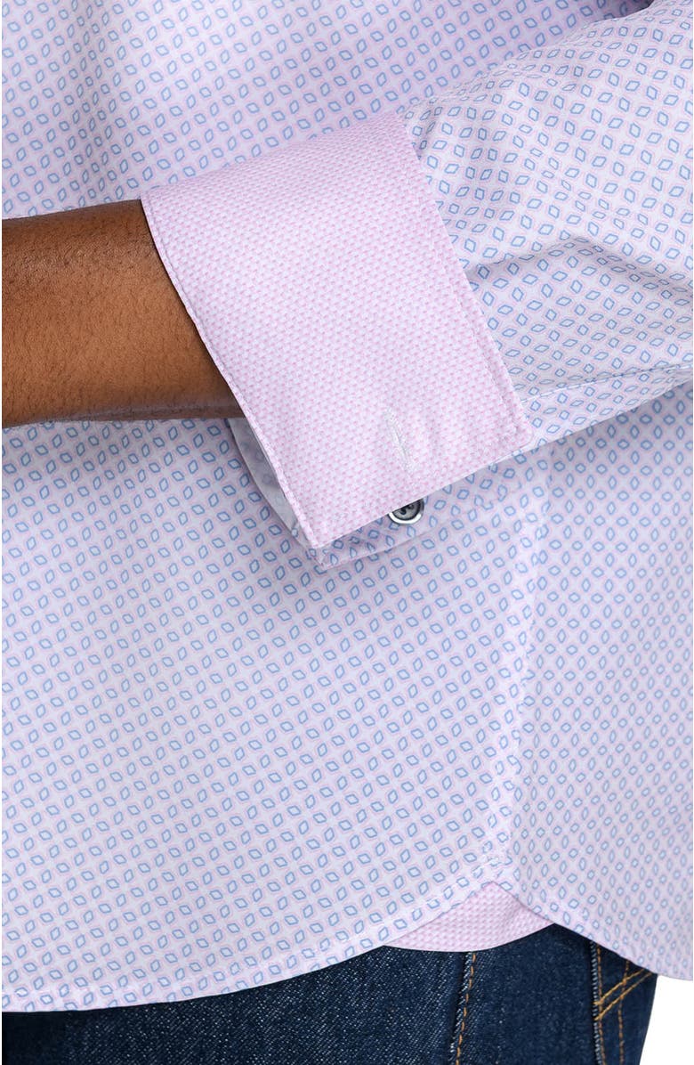 CONSTRUCT Slim Fit Diamond Geo Woven Long Sleeve Basic Shirt, Alternate, color, White/Pink