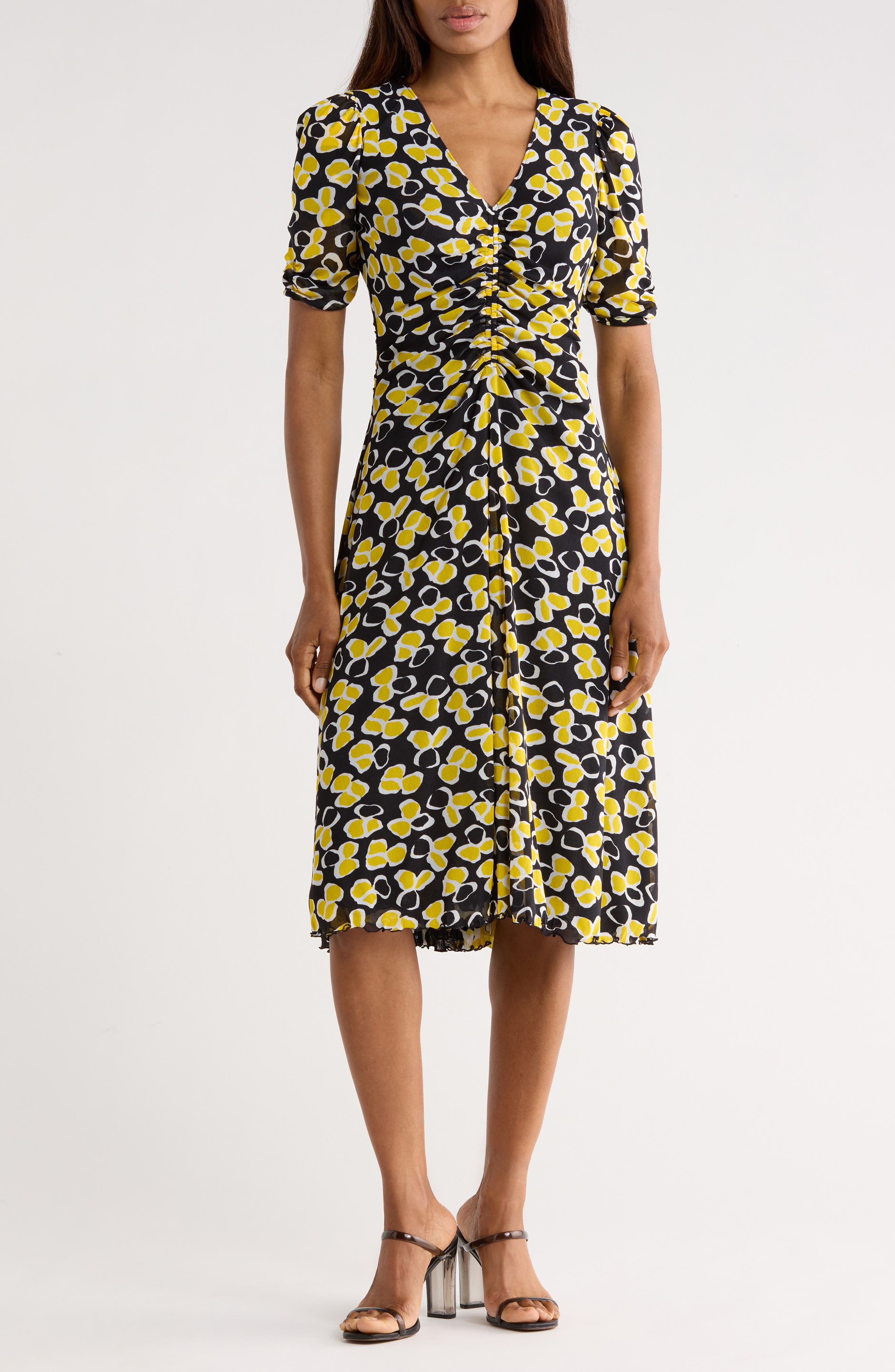 Diane von Furstenberg Koren Reversible Short Sleeve Mesh Midi Dress