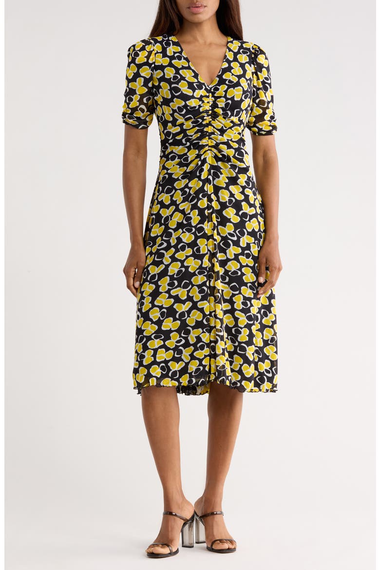 Koren Reversible Short Sleeve Mesh Midi Dress, Main, color, PAPER SUN SMALL YELLOW