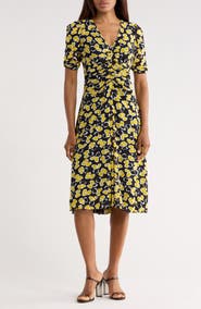 Diane von Furstenberg Koren Reversible Short Sleeve Mesh Midi Dress