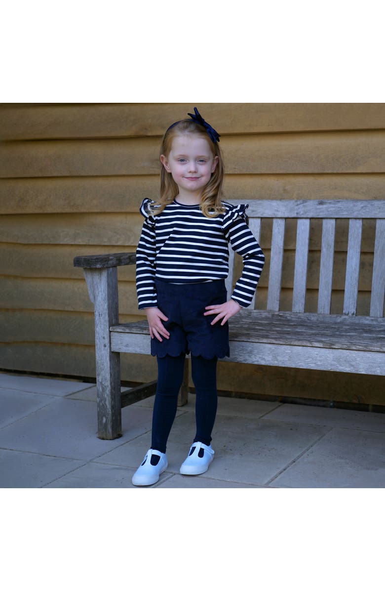 Rachel Riley Breton Stripe Ruffle T-shirt, Alternate, color, Navy