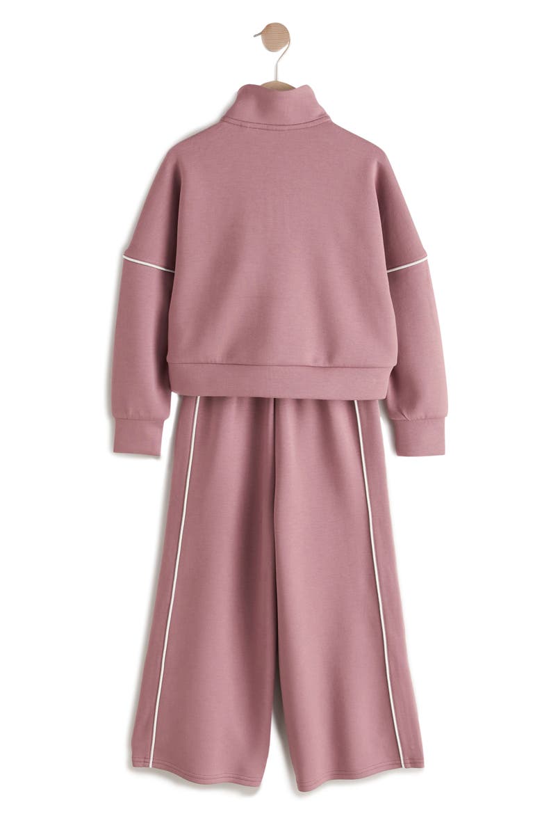 Kids' Half Zip Sweatshirt & Wide Leg Sweatpants Set, Alternate, color, PINK