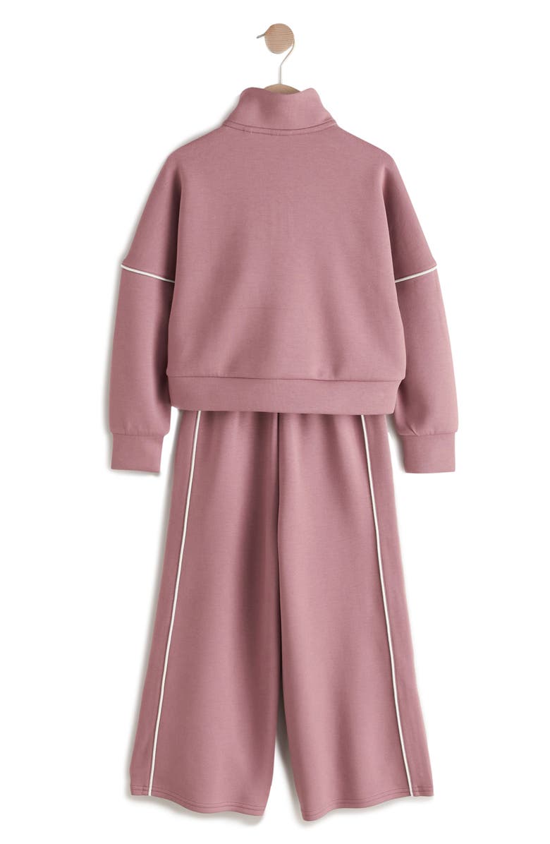 NEXT Kids' Half Zip Sweatshirt & Wide Leg Sweatpants Set, Alternate, color, Pink