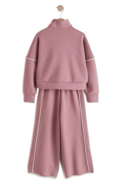 Next Kids' Half Zip Sweatshirt & Wide Leg Sweatpants Set In Pink