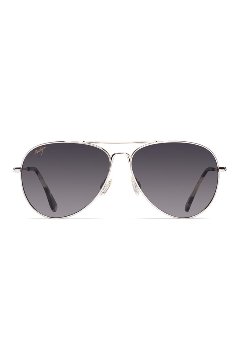 Mavericks 61mm Polarized Oversize Aviator Sunglasses, Main, color, SILVER