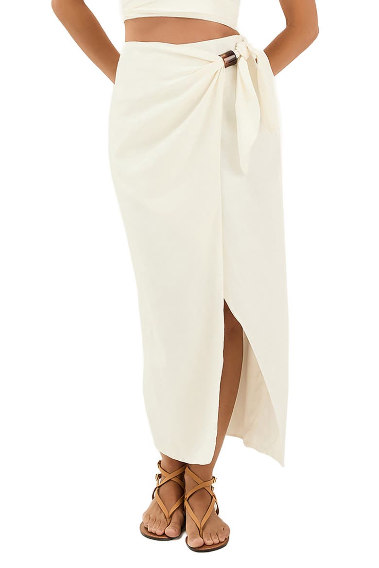 Luna Linen Blend Cover-Up Midi Skirt, Main, color, OFF WHITE