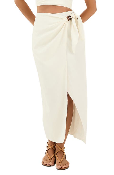 Luna Linen Blend Cover-Up Midi Skirt