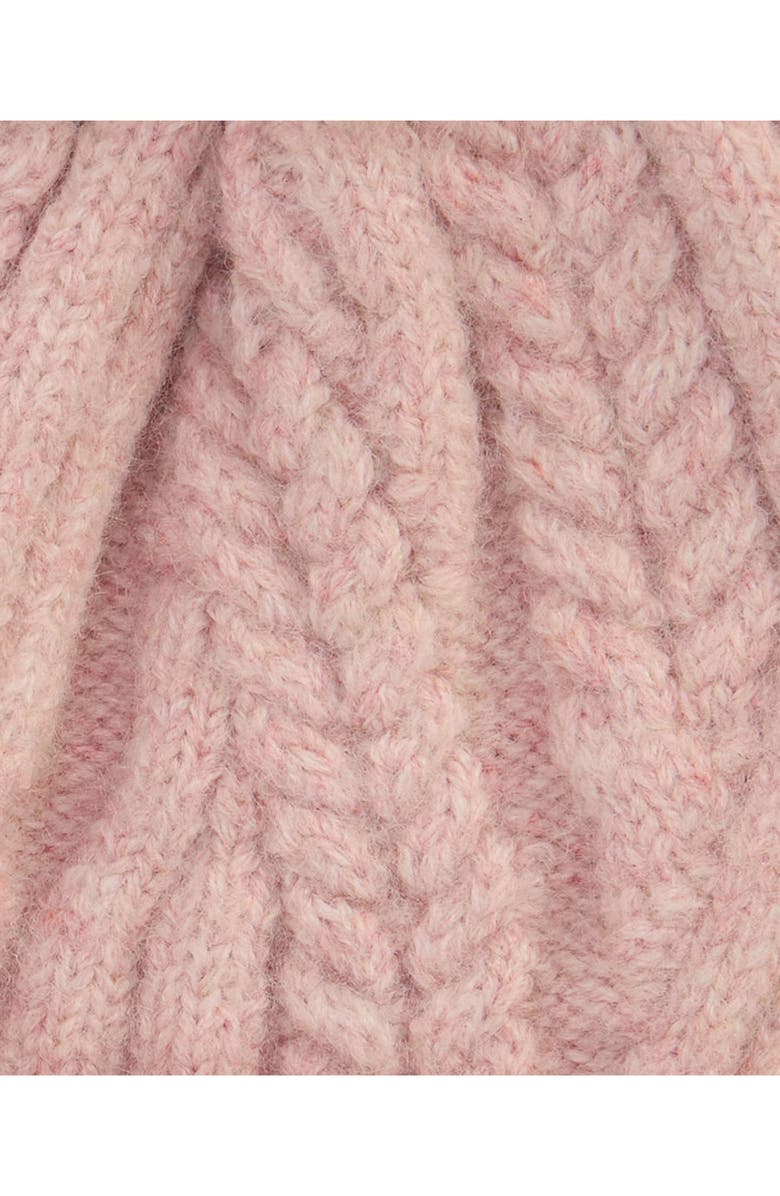 Barbour Elsdon Faux Fur Pompom Cable Stitch Beanie, Alternate, color, Gardenia