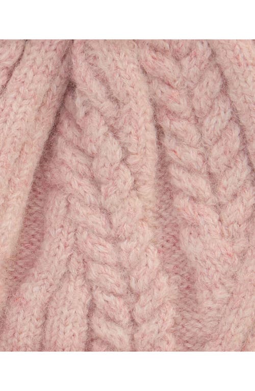 Barbour Elsdon Faux Fur Pompom Cable Stitch Beanie In Pink
