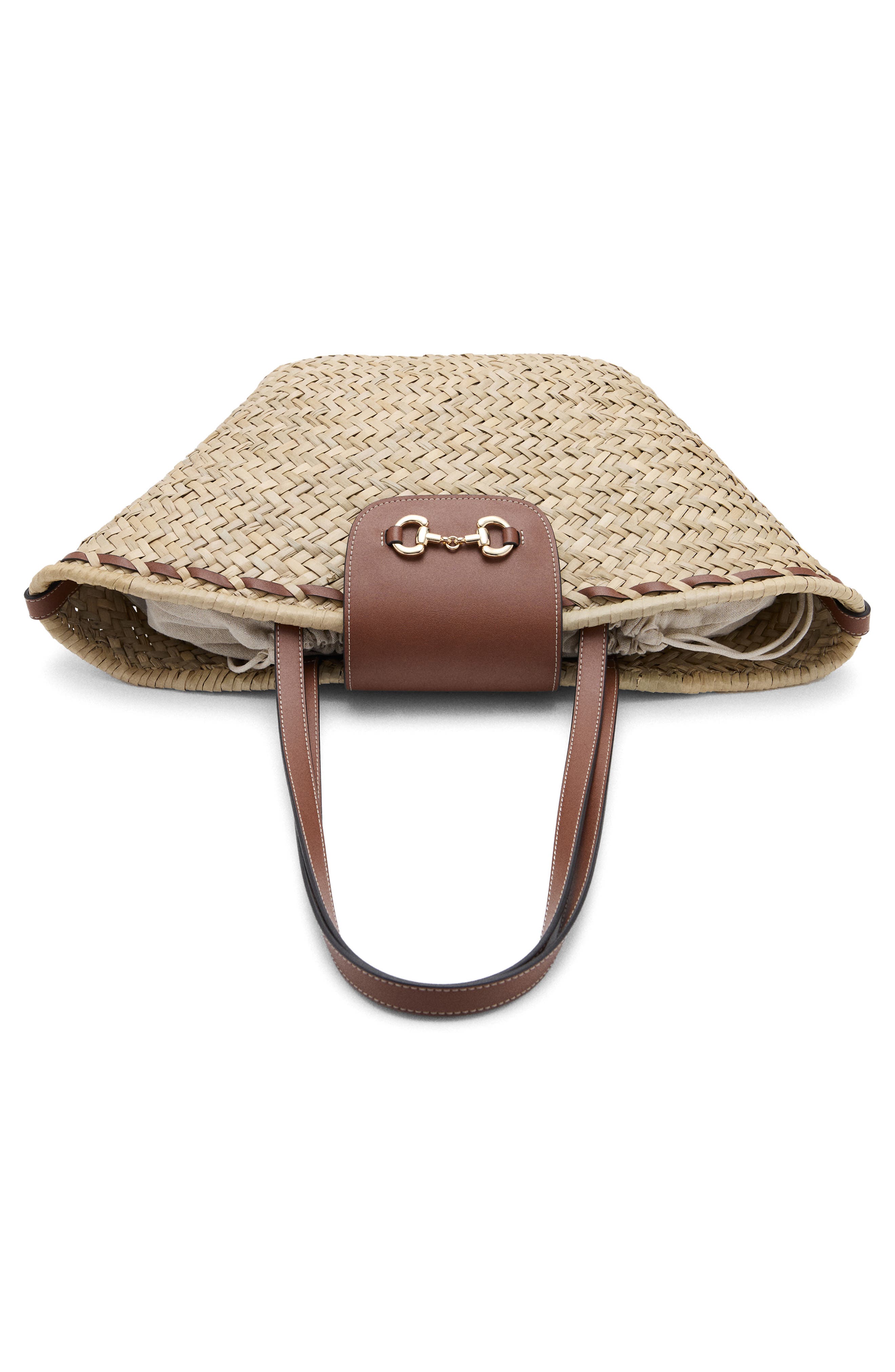 MANGO Medium Natural Fiber Shoulder Bag, Alternate, color, Natural/ Leather