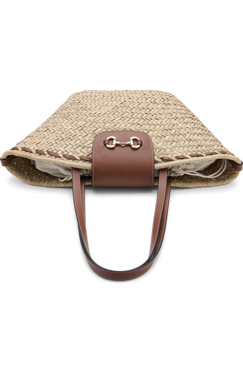 MANGO Medium Natural Fiber Shoulder Bag, Alternate, color, Natural/ Leather