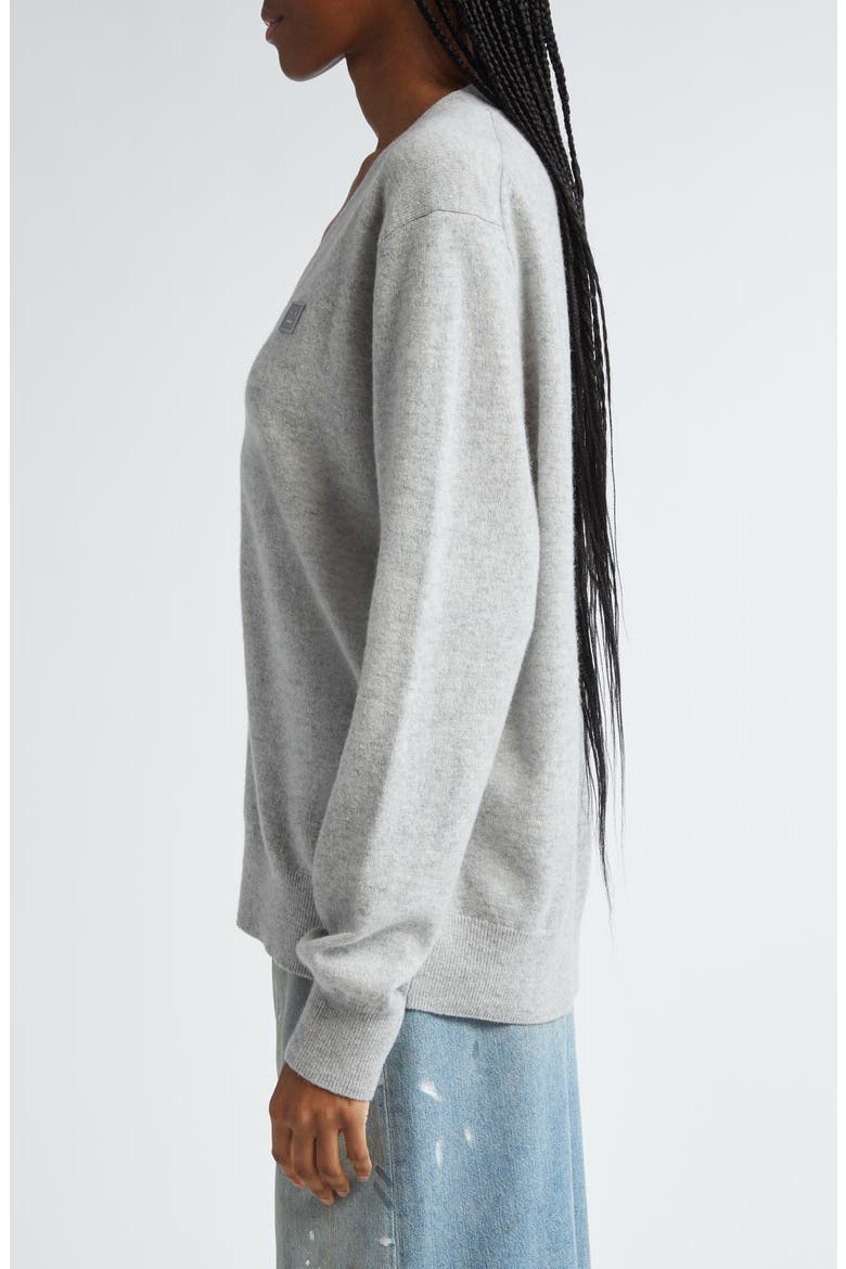 Keve Face Patch Wool Cardigan, Alternate, color, LIGHT GREY MELANGE
