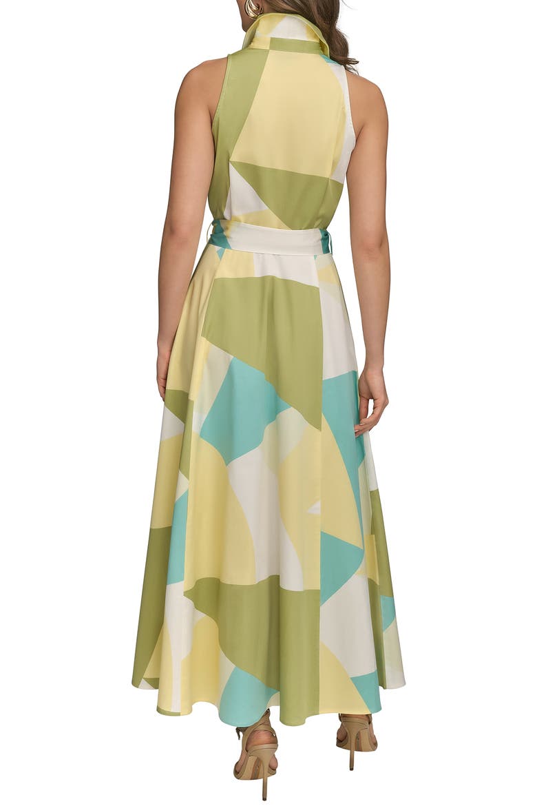 Abstract Print Sleeveless Stretch Cotton Maxi Shirtdress, Alternate, color, KIWI MULTI