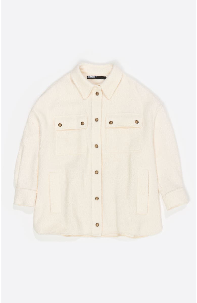 Bimba y Lola Oversize Off- Wool Overshirt, Alternate, color, Off White