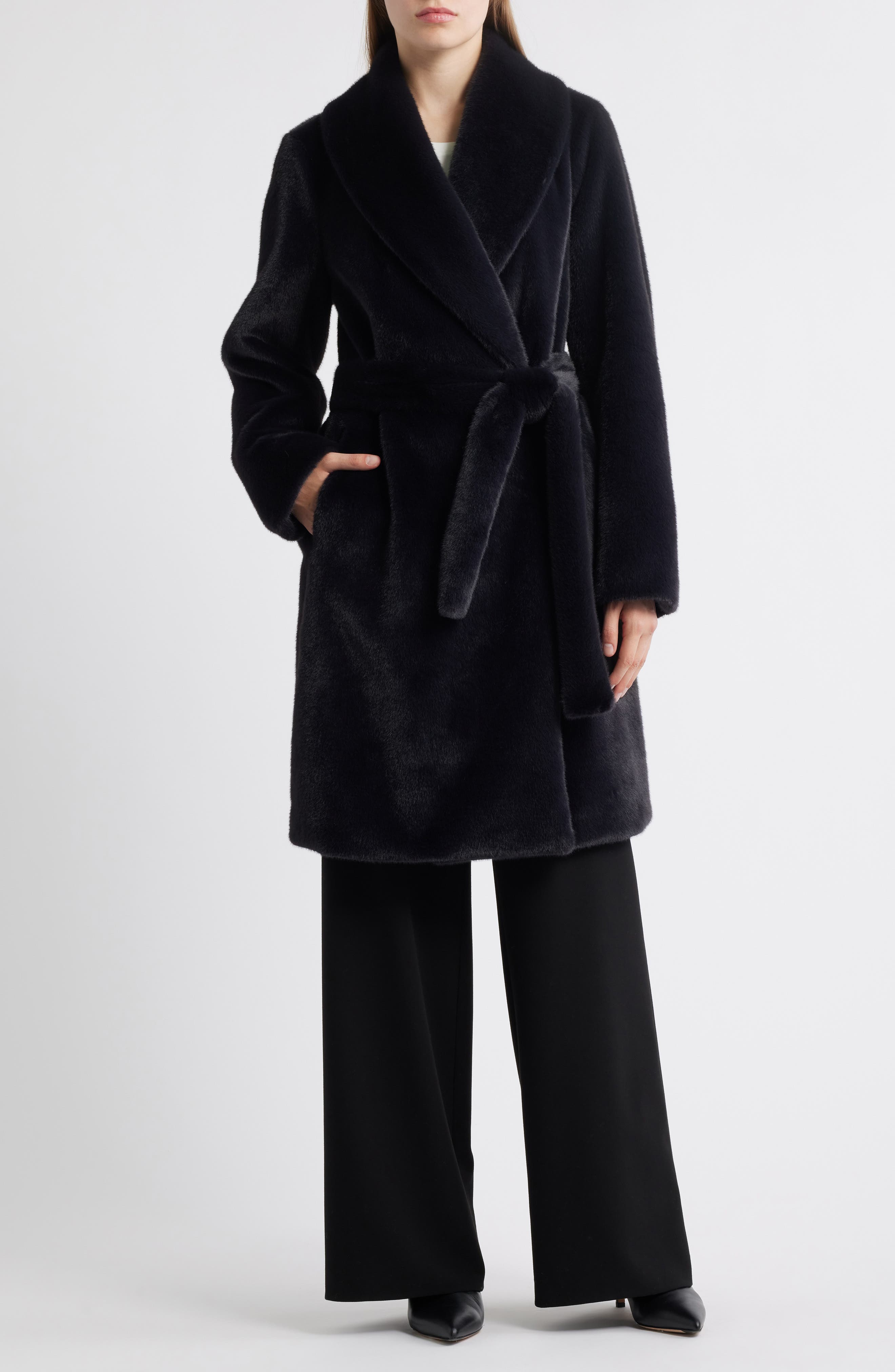 Michael Kors Faux Fur Belted Coat