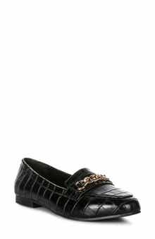 LONDON RAG Bro Zone Croc Embossed Chain Detail Loafer