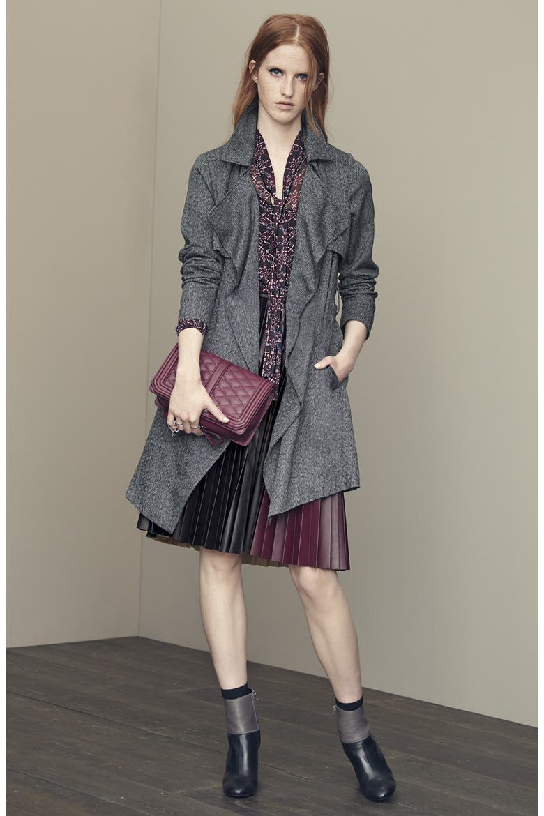 Herringbone Trench Coat, Alternate, color, RICH BLACK