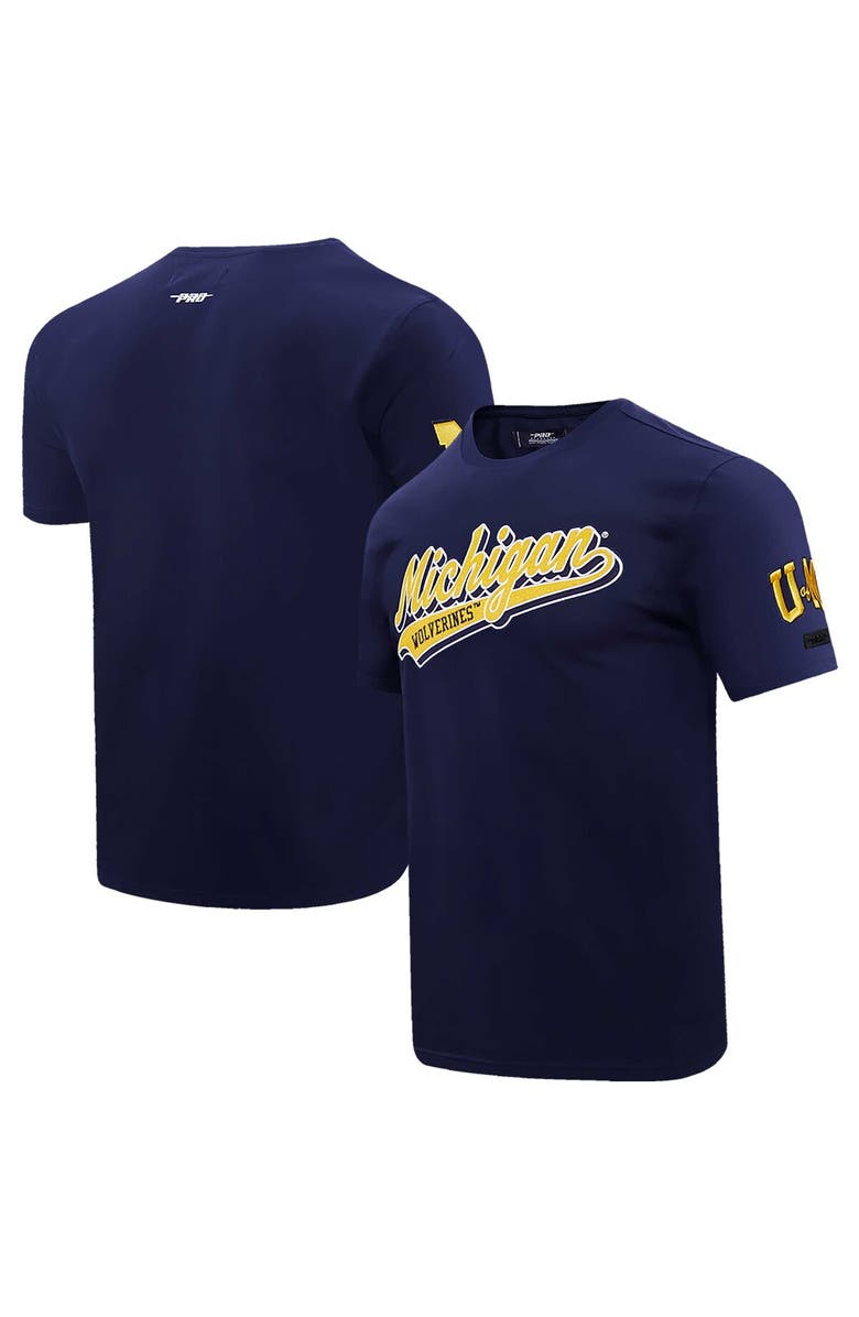 PRO STANDARD Men's Pro Standard Navy Michigan Wolverines Script Tail T-Shirt, Main, color, 