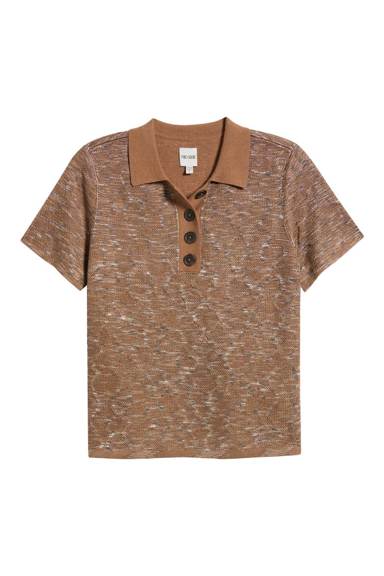 Swirl Jacquard Polo Sweater, Alternate, color, BROWN MULTI
