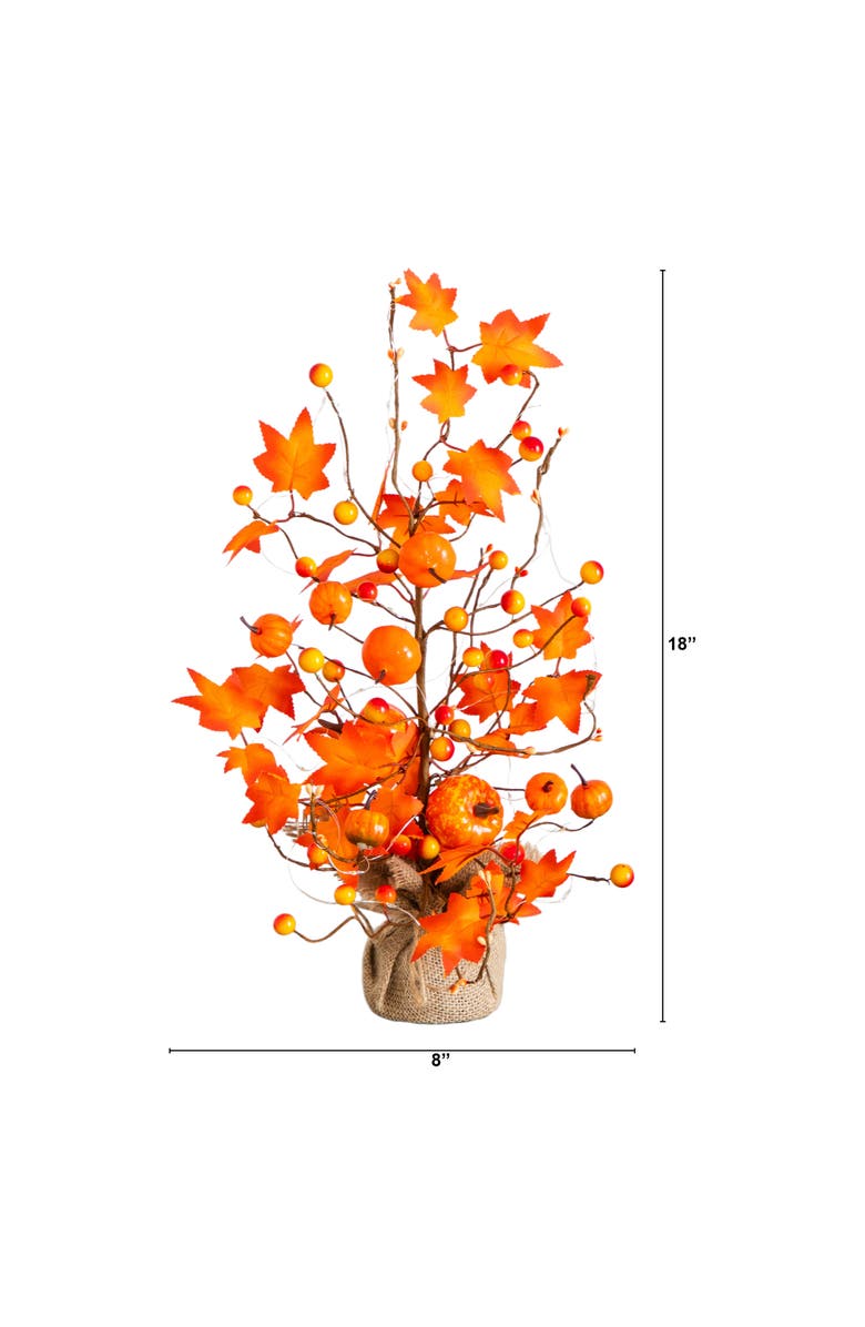 NEARLY NATURAL 18-in Pre-Lit Artificial Maple Tree with Pumpkin Ornaments and 30 LED String Lights in Burlap Wrapped Base Base, Alternate, color, Orange