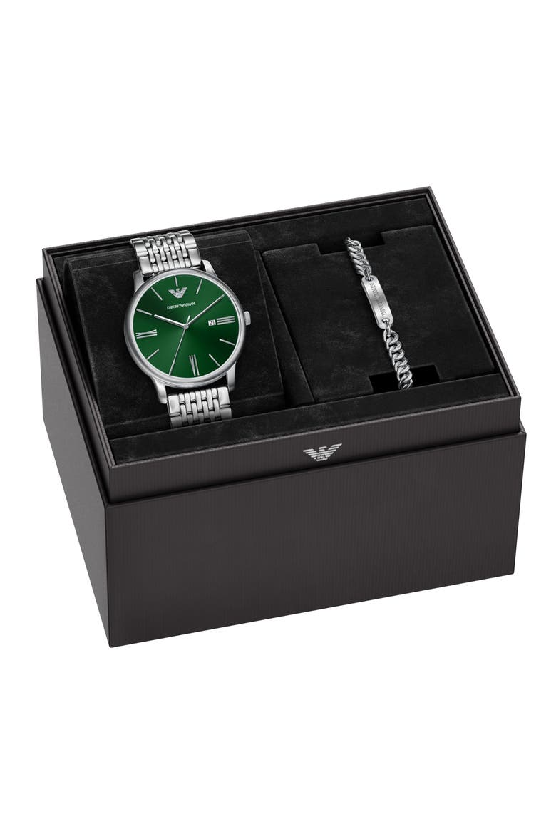 Minimalist Bracelet Watch Set, 42mm, Alternate, color, SILVER