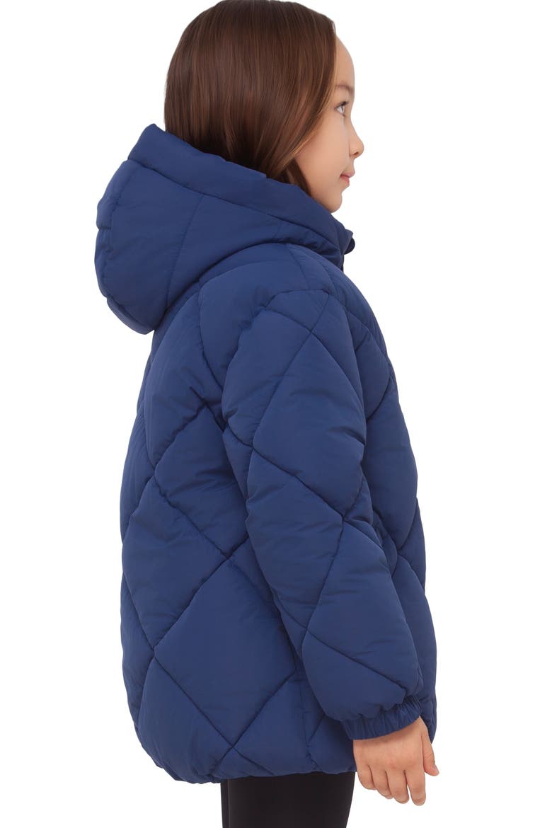Kids' Charlotte Diamond Quilted Hooded Puffer Jacket, Alternate, color, Navy