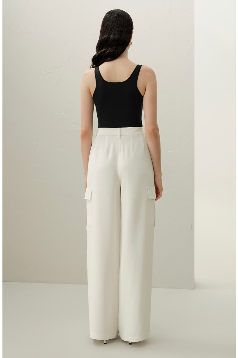 Women's White Silk Crepe Cargo Pants, Alternate, color, Natural White
