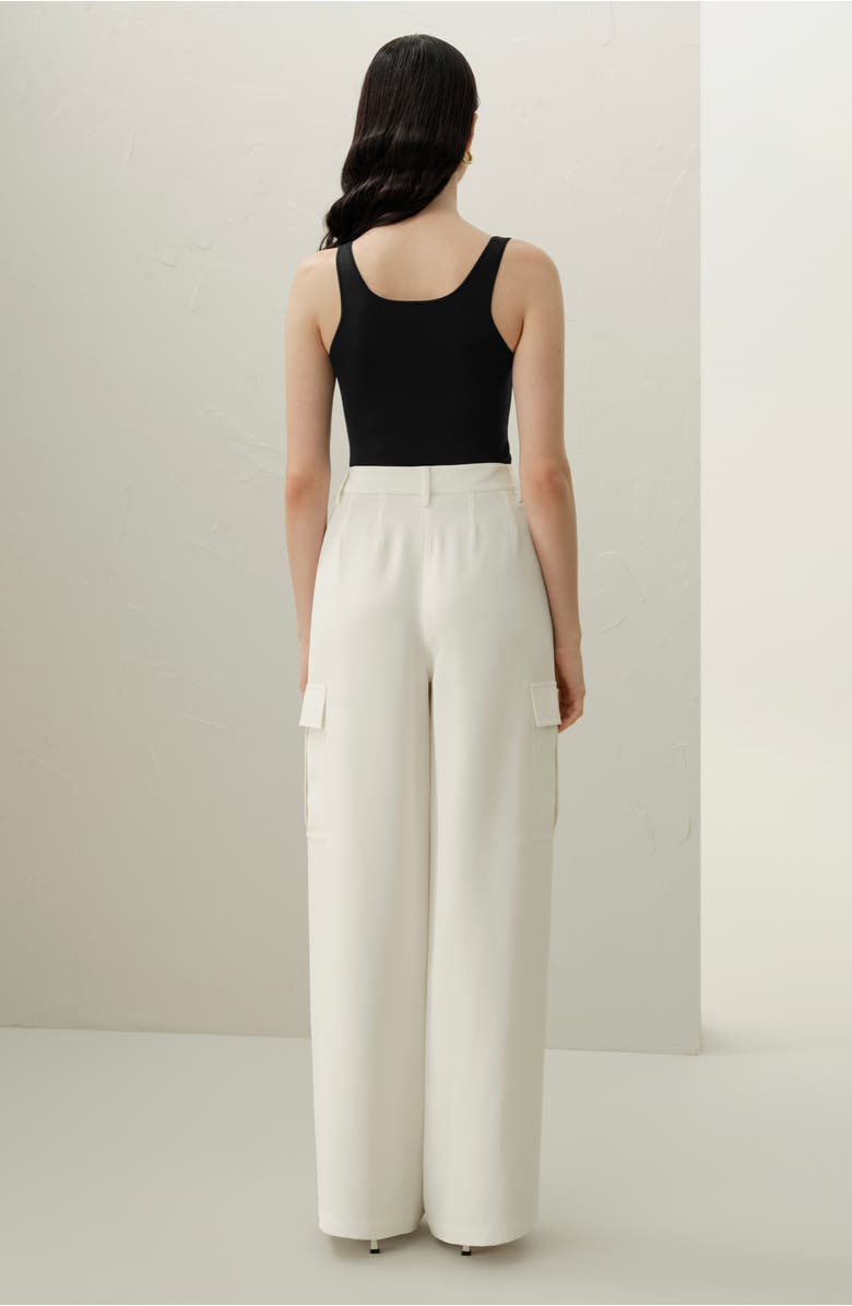 Lilysilk White Silk Crepe Cargo Pant, Alternate, color, Natural White