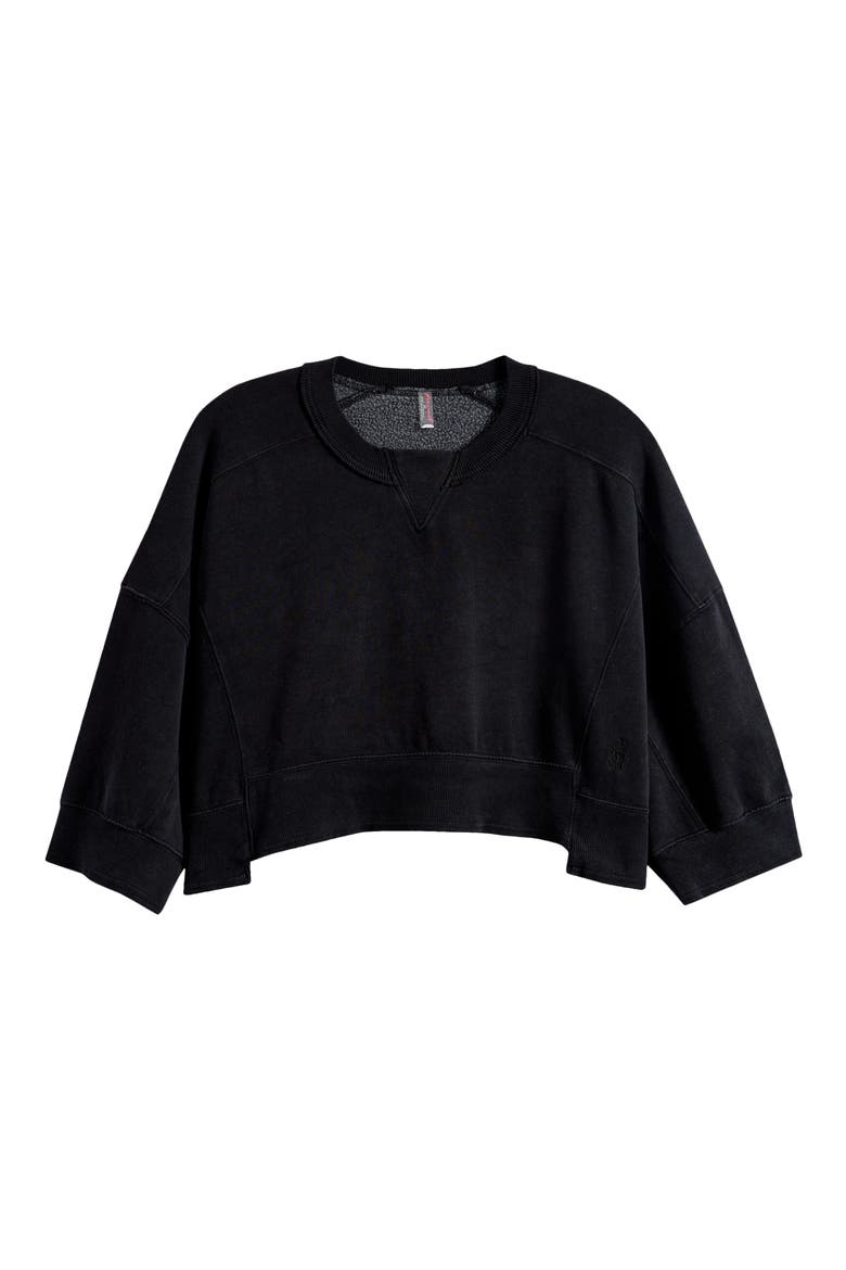 Intercept Pull Crop Raglan Sweatshirt, Alternate, color, BLACK