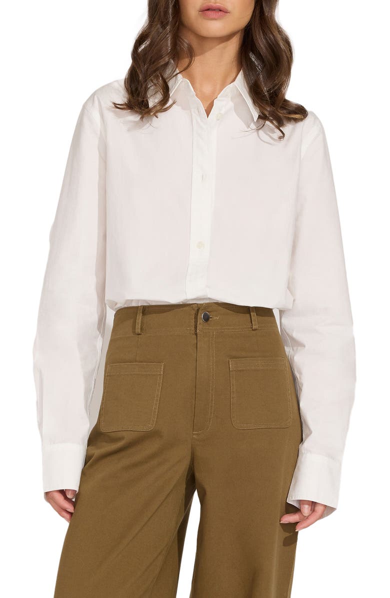 Solid & Striped The Lauren Cotton Button-Up Shirt, Main, color, Marshmallow