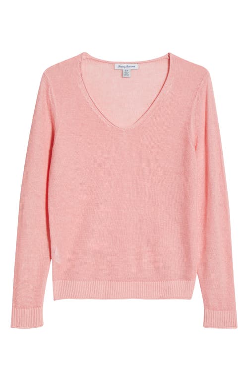 Tommy Bahama Cedar V-neck Linen Sweater In Pink