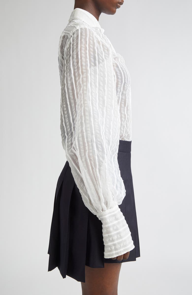 Thom Browne Transparent Stripe Classic Button-Down Shirt, Alternate, color, 