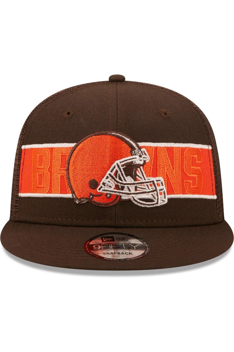Men's New Era Brown Cleveland Browns Tonal Band 9FIFTY Snapback Hat, Alternate, color, Brown
