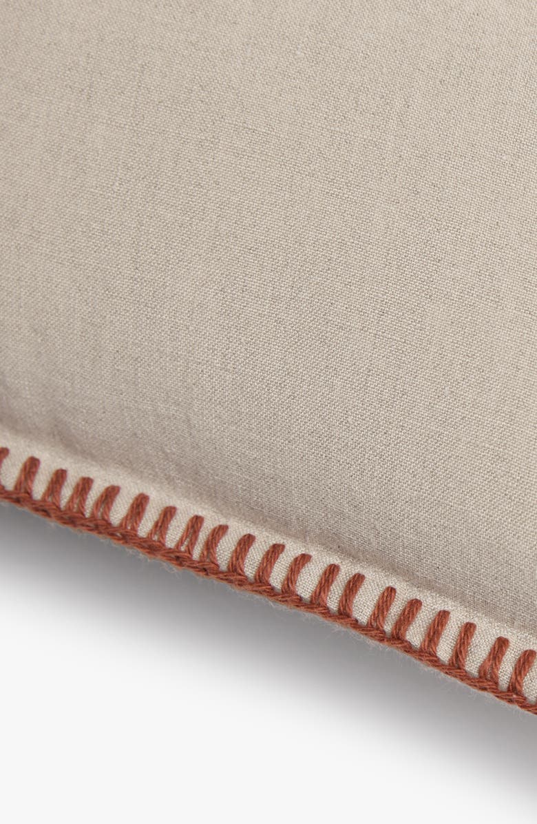 Parachute Linen Whipstitch Pillow Cover, Alternate, color, Natural With Brick