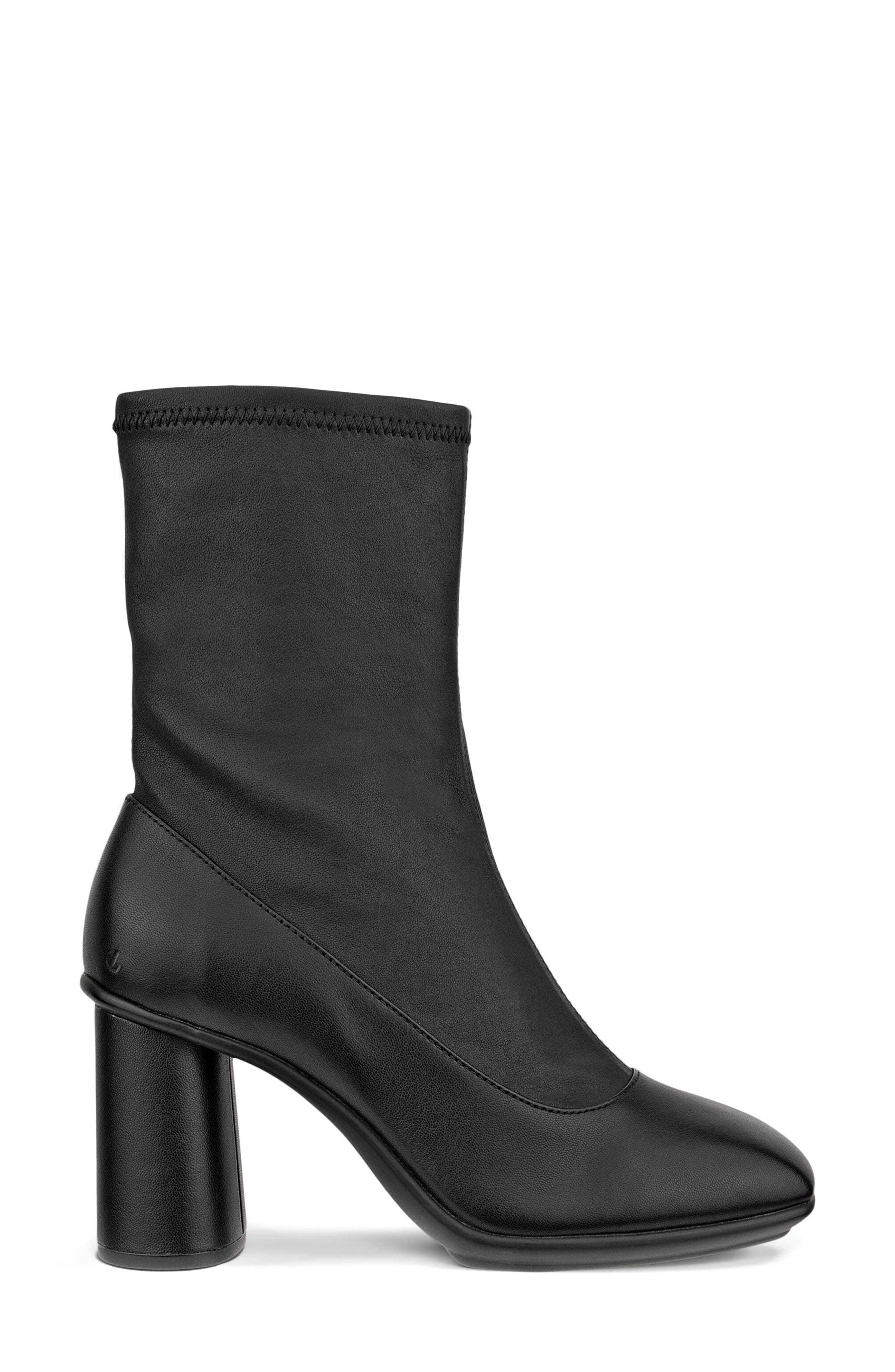 Sculpted Alba Block Leather Bootie, Alternate, color, BLACK