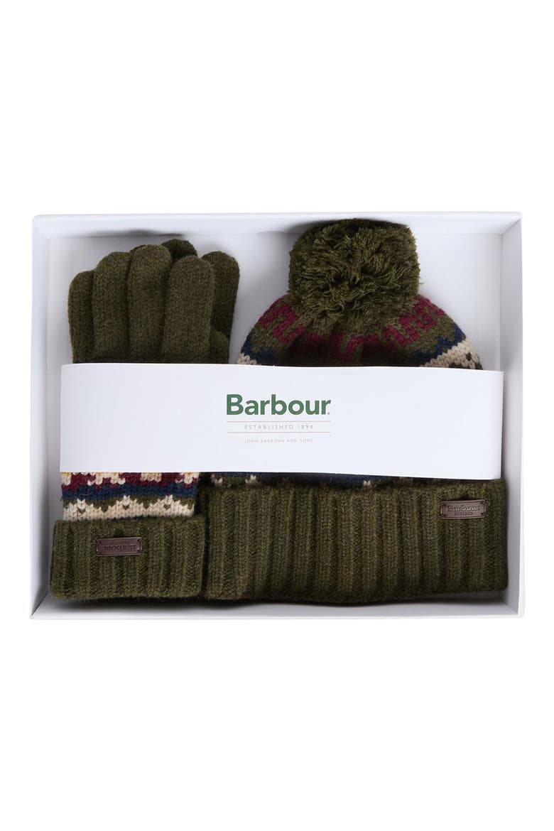 Kane Beanie & Gloves Set, Alternate, color, DK OLIVE