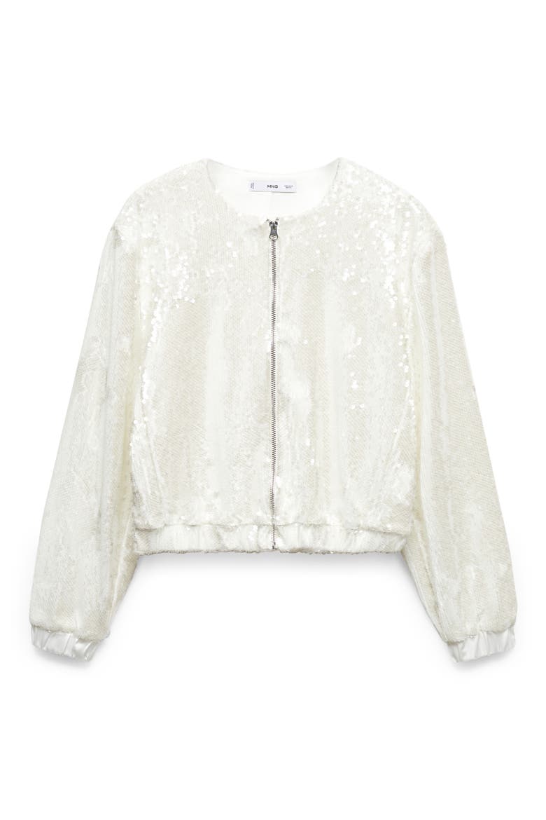 Sequin Bomber Jacket, Alternate, color, OFF WHITE
