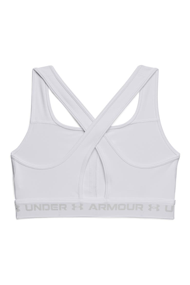 HeatGear® Mid Cross Back Sports Bra, Alternate, color, 100 WHITE