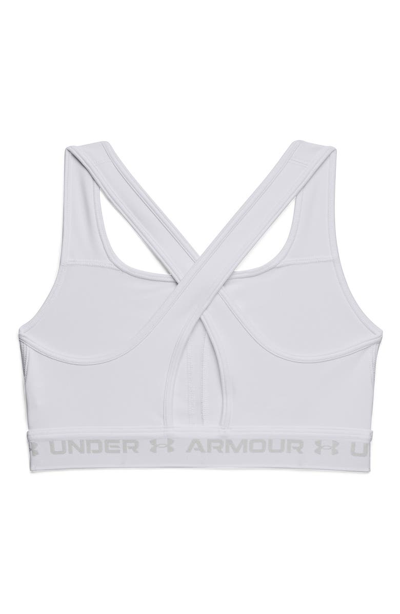 Under Armour HeatGear<sup>®</sup> Mid Cross Back Sports Bra, Alternate, color, 100 White