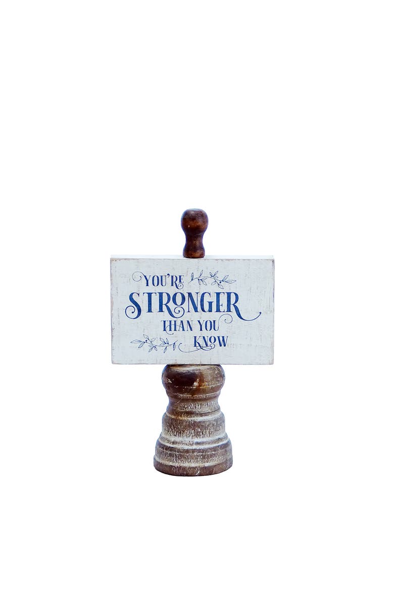 Stronger than You Know Sign with Turned Base, Main, color, White