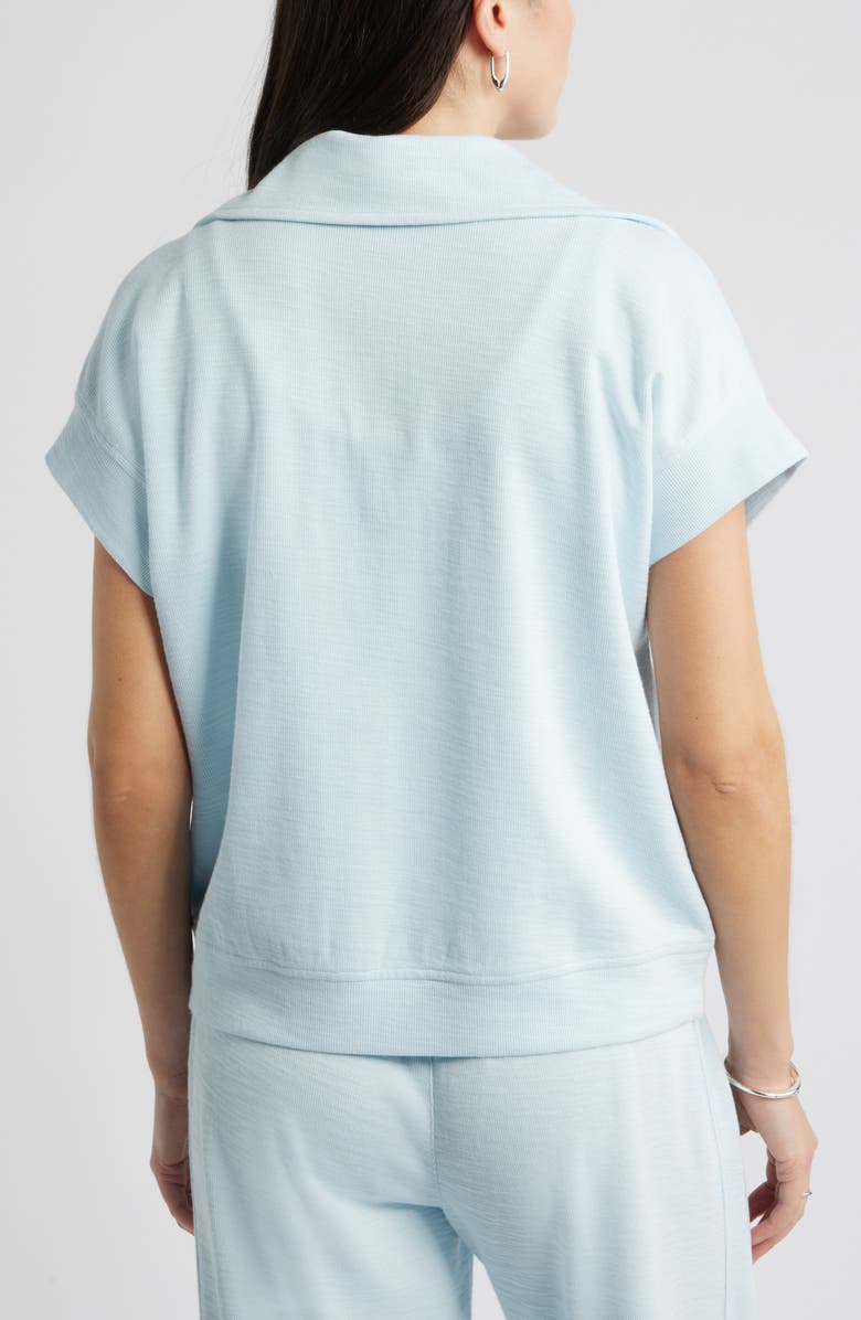 Caslon<sup>®</sup> Short Sleeve Quarter Zip Sweatshirt, Alternate, color, Blue Delicate
