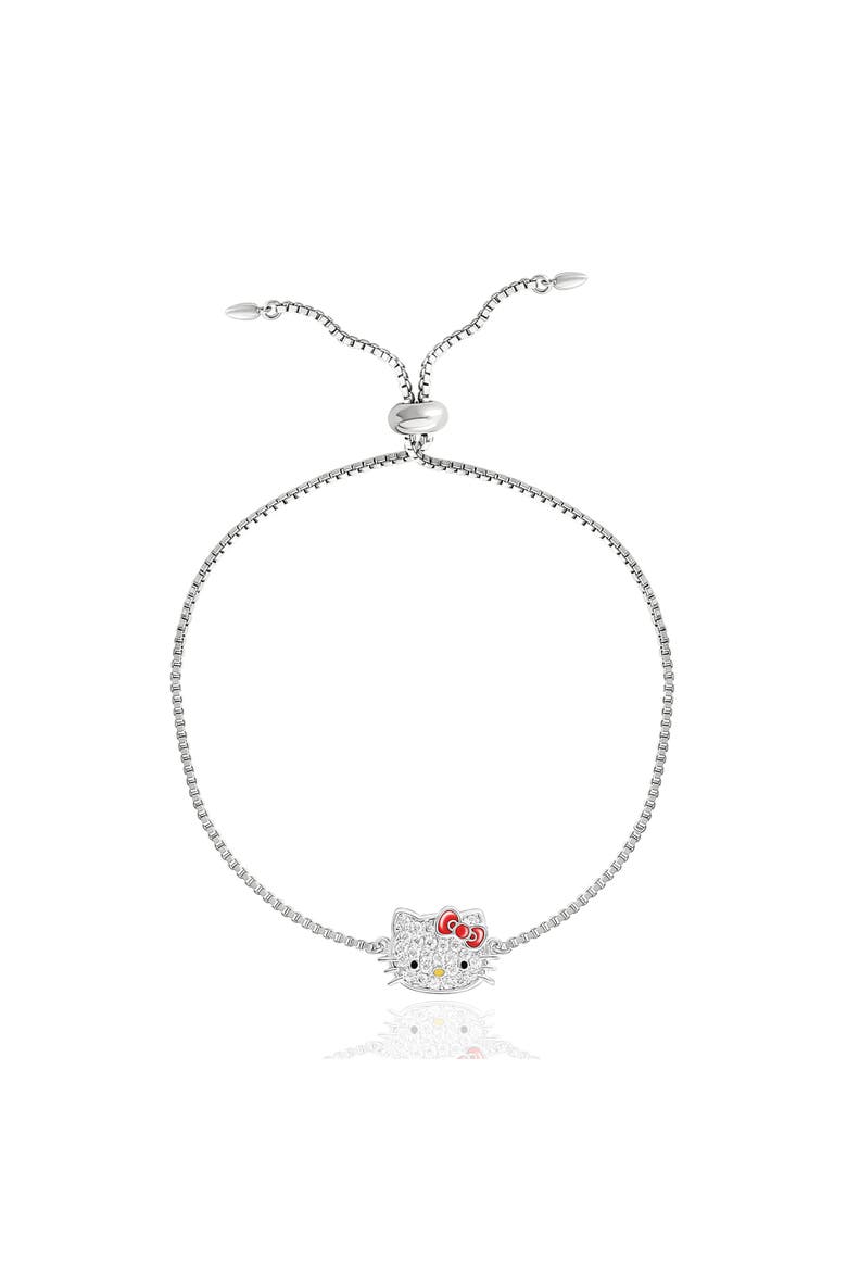 Authentic Pave Hello Kitty Face Lariat Bracelet, Main, color, Silver