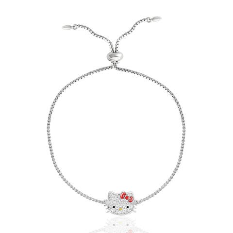 Authentic Pave Hello Kitty Face Lariat Bracelet