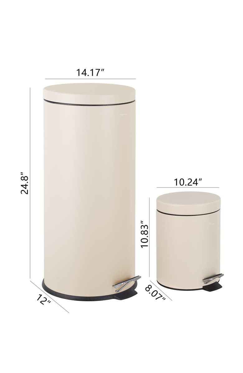 HAPPIMESS Oscar 8-Gallon Step-Open Trash Can with FREE Mini Trash Can, Alternate, color, Limestone Beige