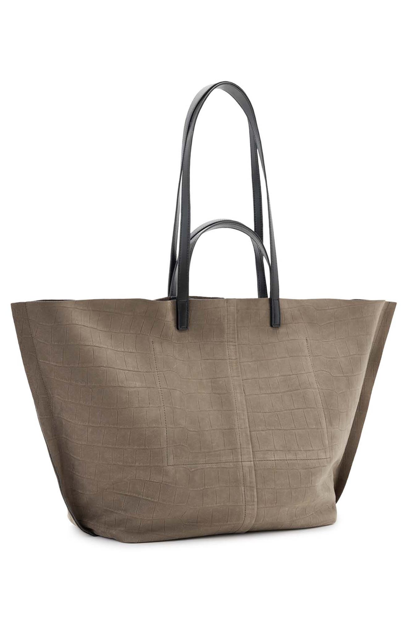 AllSaints Phoenix Crocodile Embossed Leather Tote, Alternate, color, 