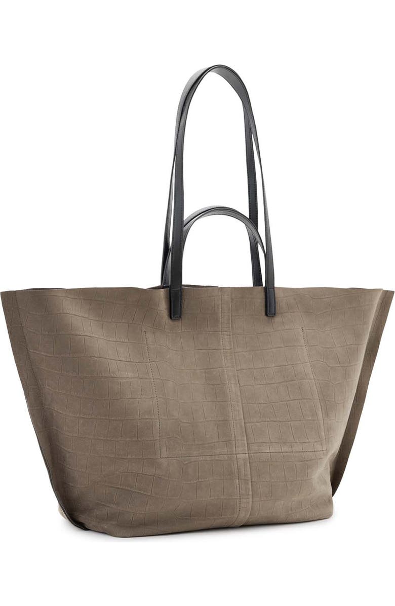 AllSaints Phoenix Crocodile Embossed Leather Tote, Alternate, color,