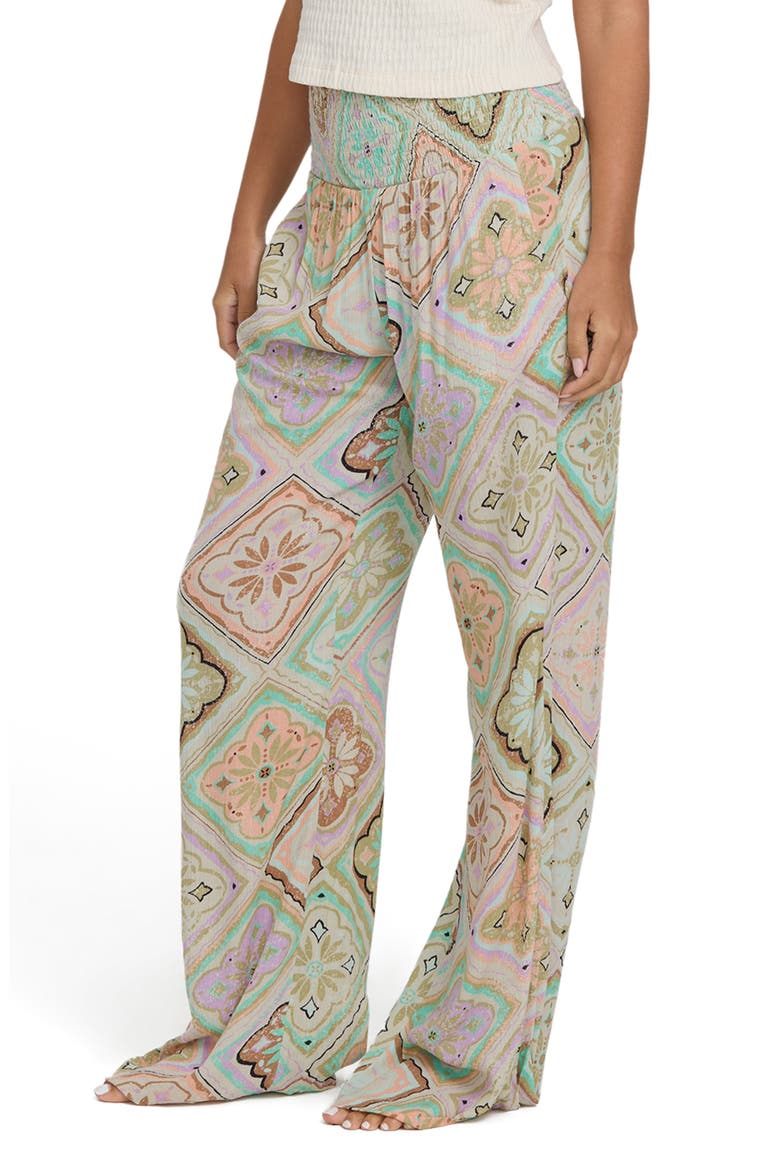 New Waves Smock Waist Cotton Gauze Pants, Alternate, color, CACTUS