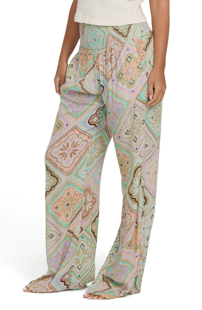 Billabong New Waves Smock Waist Cotton Gauze Pants, Alternate, color, 